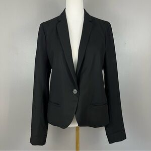 J.Crew Size 6 Women’s Blazer Black 1-Button Drapey Wool Mackenzie 24077